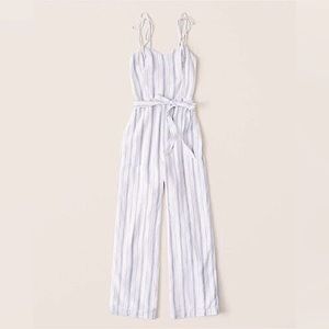 Tie-Strap Linen Blend Jumpsuit